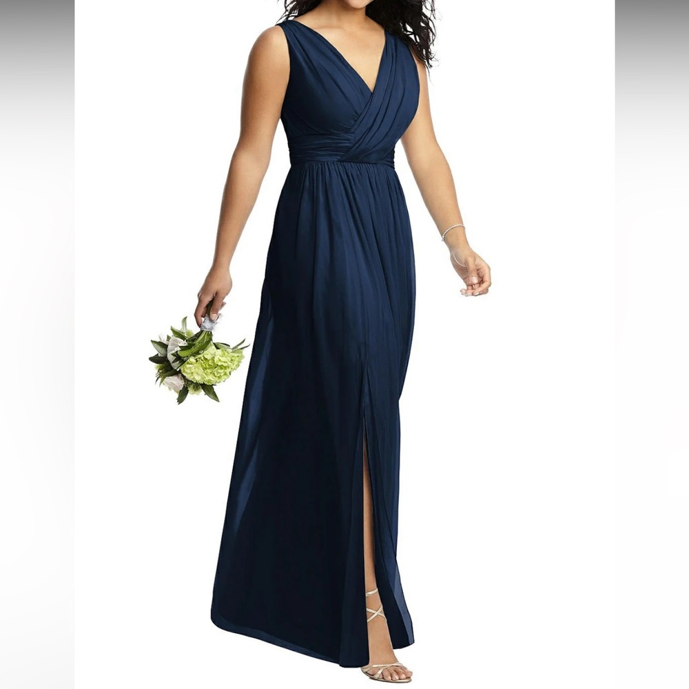 Dessy Collection Shirred Chiffon Gown Midnight Blue Style# 2894**